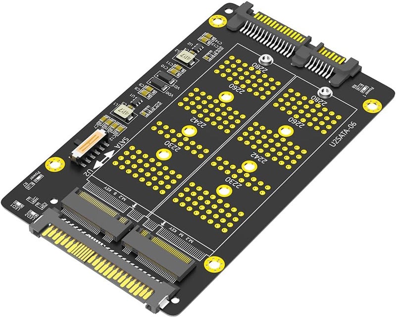 Mustpoint New Version 2 in 1 Combo M.2(NGFF) NVME PCI-E SSD to U.2 SFF-8639 ＆M.2(NGFF) SATA SSD to SATA Adapter - Image 1